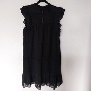 Who What Wear Black Ruffle Cap Sleeve Babydoll Dress
